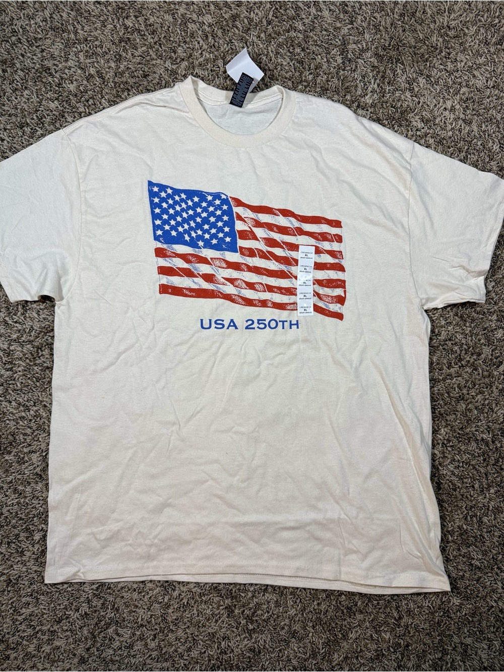 Gildan Cream Short-Sleeve USA 250th Flag Graphic Tee